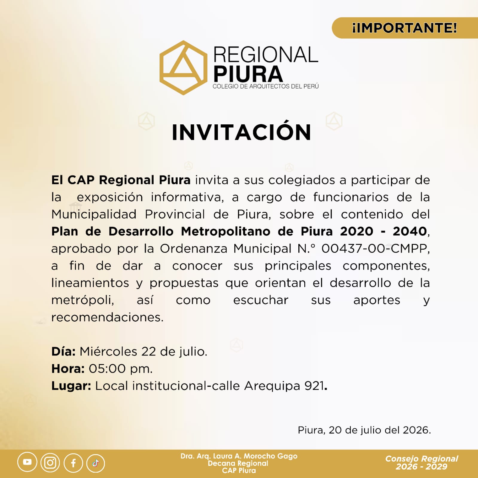 Exposición Informativa: Plan de Desarrollo Metropolitano de Piura 2020 – 2040